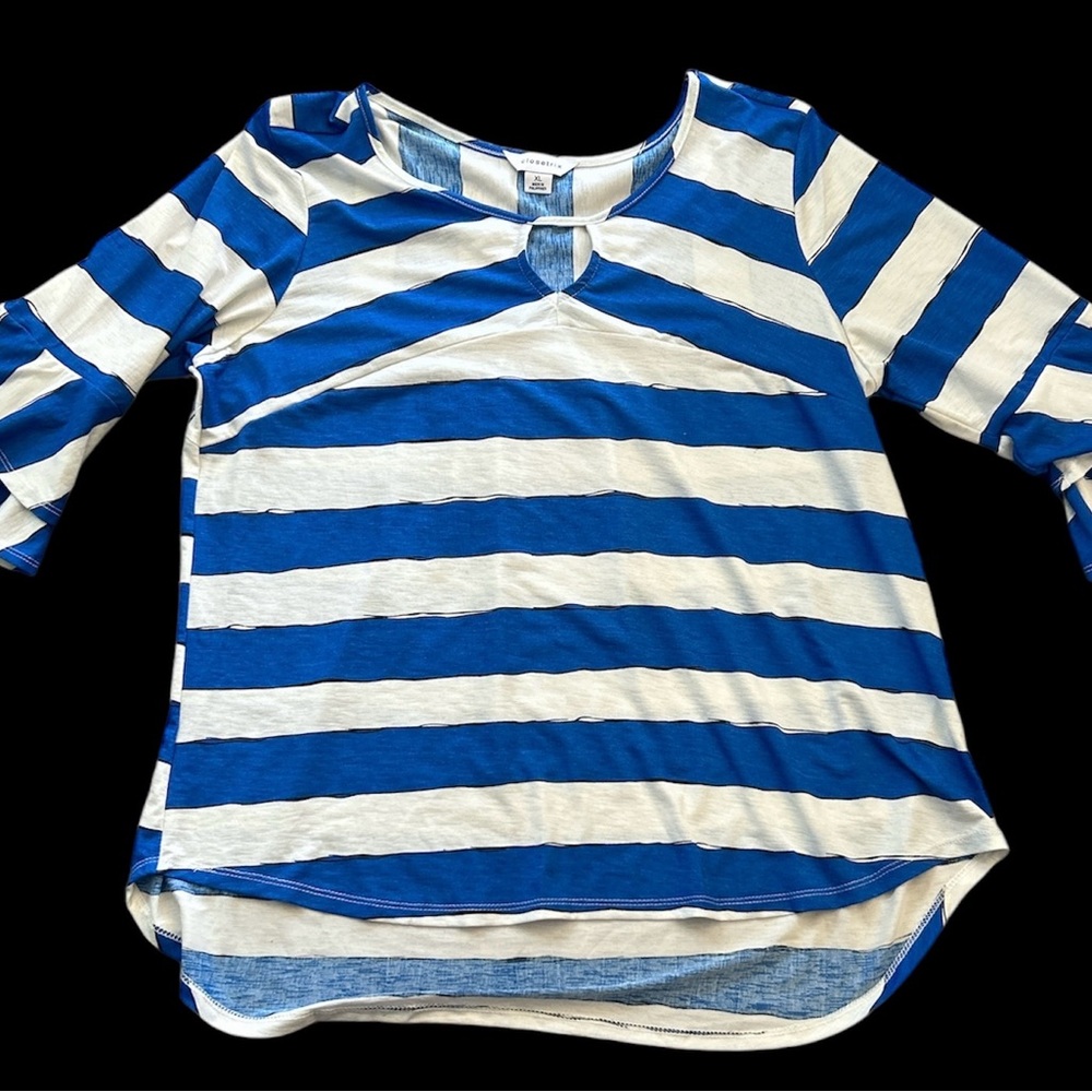Closetrix Striped Ruffle Sleeve Blouse XL